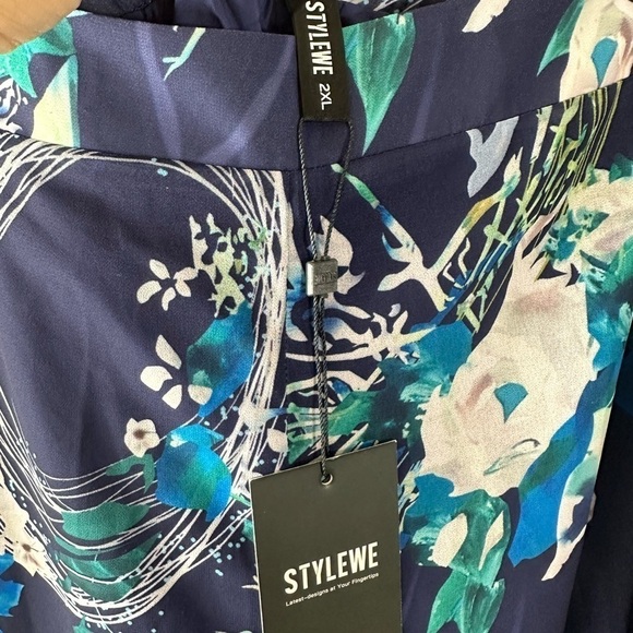 StyleWe Women's Regular Fit Urban Plants Fashion Pants JJ4 Blue Size 2XL NWT - Picture 4 of 5
